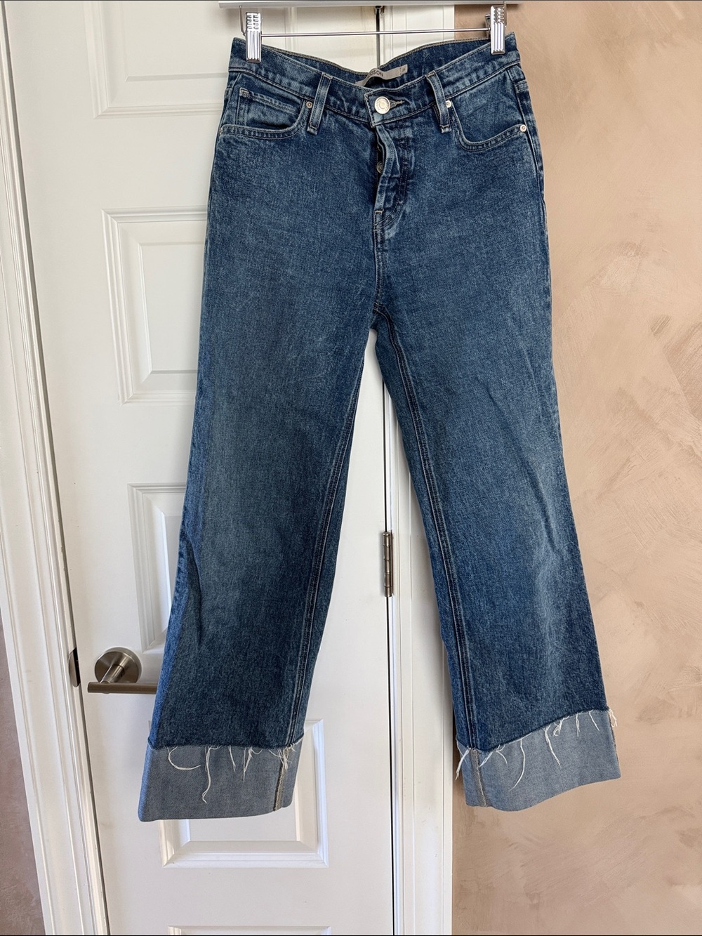 Hudson Jeans Wide-Leg Dark Blue Cuffed Denim